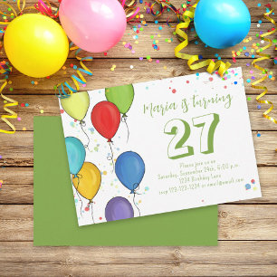 Birthday Fun Party Celebration Balloons Confetti Einladung