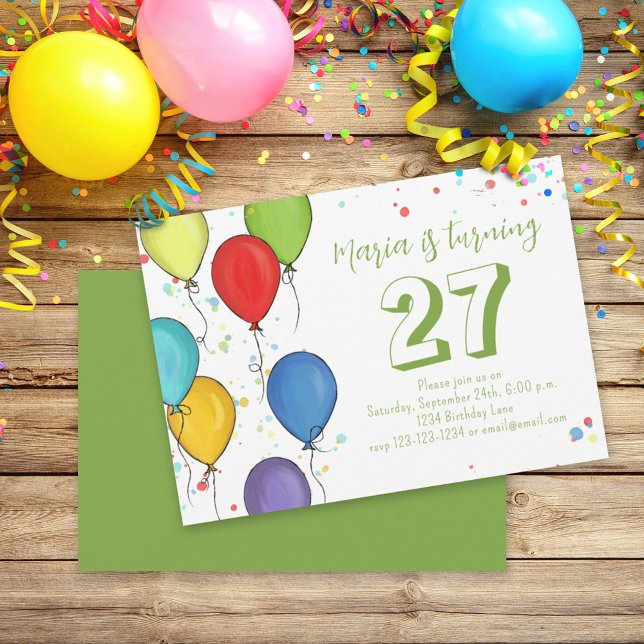 Birthday Fun Party Celebration Balloons Confetti Einladung (Von Creator hochgeladen)