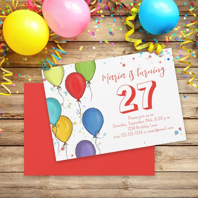 Birthday Fun Party Celebration Balloons Confetti Einladung (Von Creator hochgeladen)