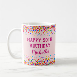 Birthday Fun Pink Colorful Confetti Kaffeetasse