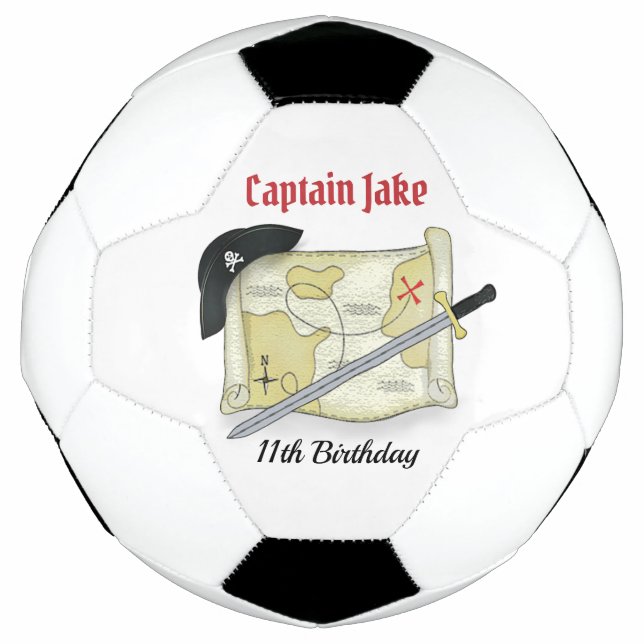 Birthday Fun Whimsical Pirate Hat Treasmap Fußball (Vorderseite)