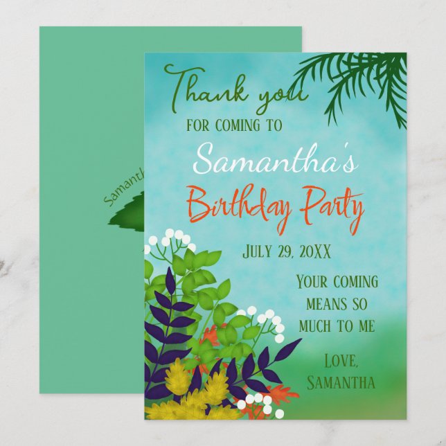 Birthday Garden Theme Dankeskarte (Vorne/Hinten)