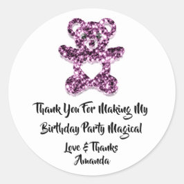 Birthday Gefallen für Lila Heart Baby Sweet Bear Runder Aufkleber