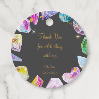 Birthday Gem Party Crystals Girl's Aquarell Geschenkanhänger
