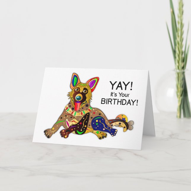 Birthday German Shepherd Kaleidoscope Collection Karte (Vorderseite)