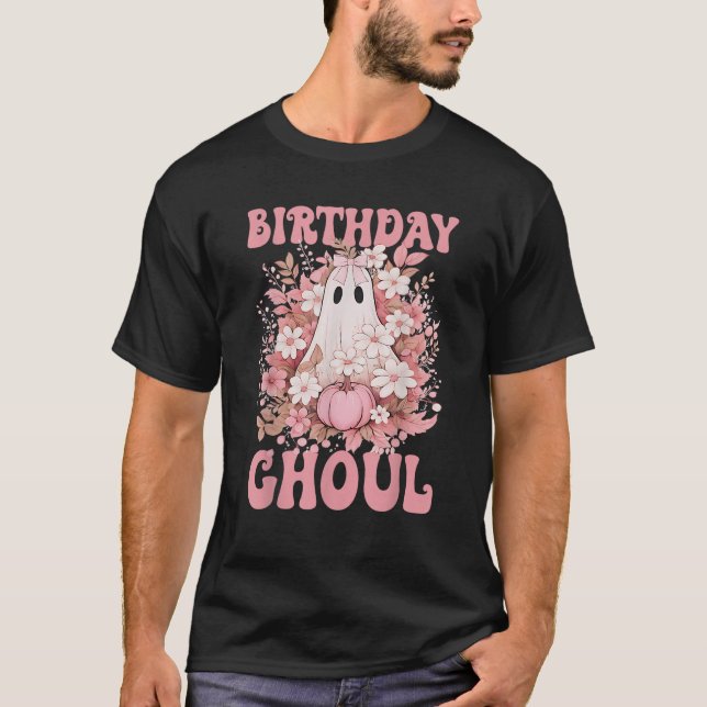 Birthday Ghoul Floral Ghost Bow Halloween Birthday T-Shirt (Vorderseite)