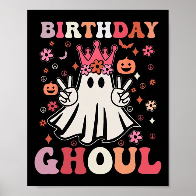 Birthday Ghoul Floral Ghost Kid Girl Groovy Hallow Poster (Vorne)