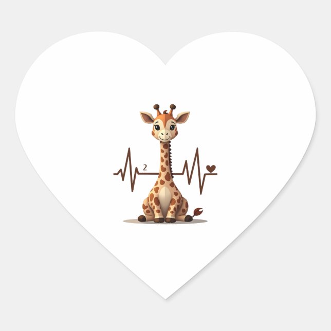 Birthday Giraffe Heartbeat Shirt for Woman Man Kid Herz-Aufkleber (Vorderseite)