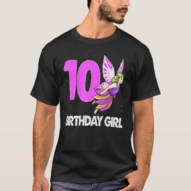 Birthday Girl 10 Womens Fairy Liebe T-Shirts Gebur (Vorderseite)