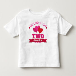 Birthday Girl 2 Jahre Alte Herzbaloons Weiß Kleinkind T-shirt