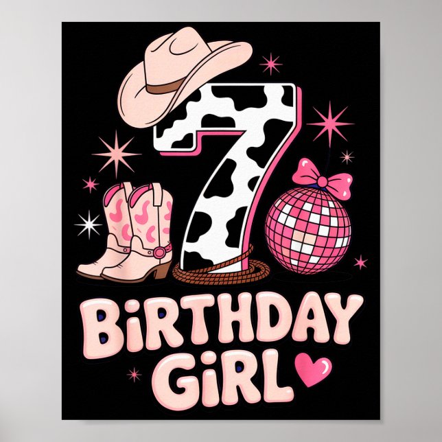 Birthday Girl 7 Cowgirl Party Outfit Fun Disco The Poster (Vorne)