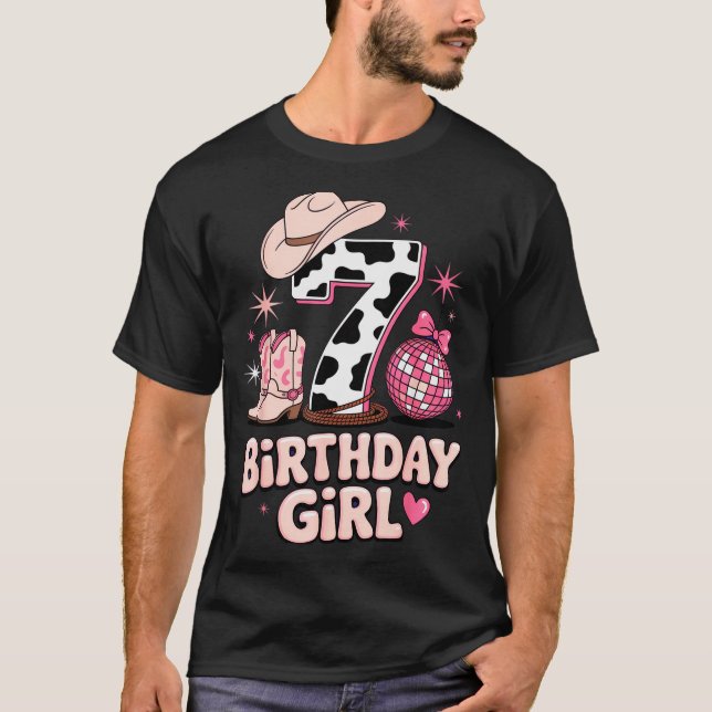Birthday Girl 7 Cowgirl Party Outfit Fun Disco The T-Shirt (Vorderseite)