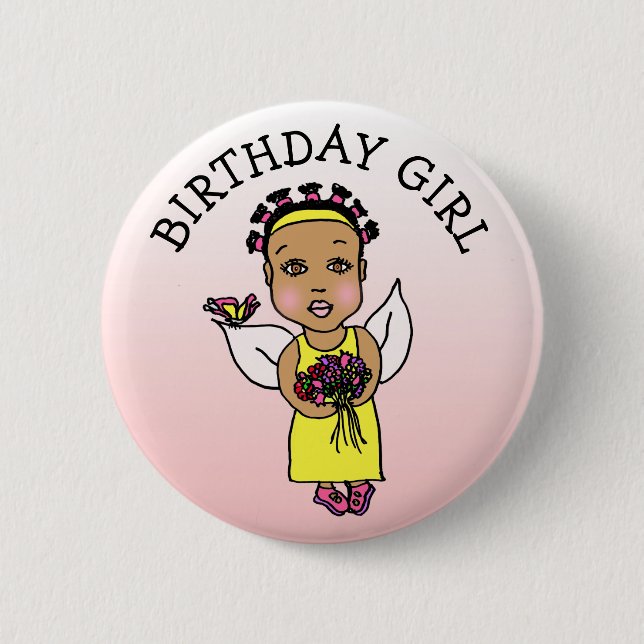 Birthday Girl African America Diary Button (Vorderseite)