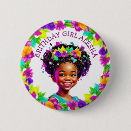 Birthday Girl African-American Girl Personalisiert Button