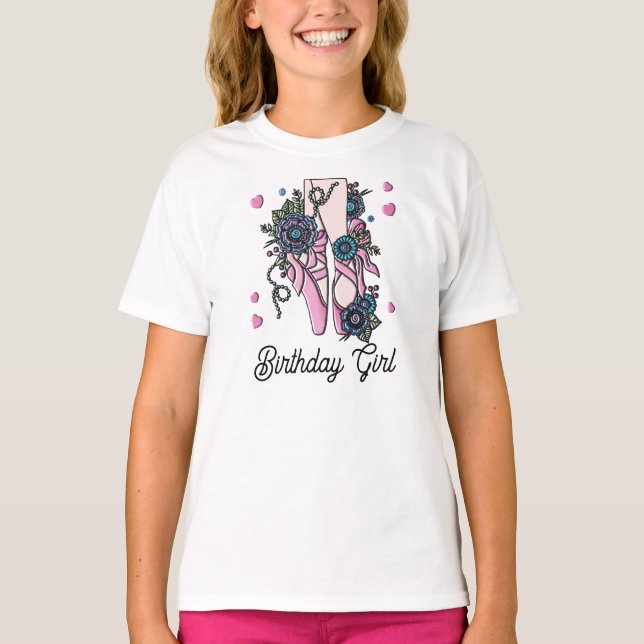 Birthday Girl Ballet Shoes T-Shirt (Vorderseite)