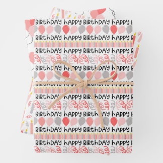 Birthday Girl Coordinating Pattern Wrapping Paper Geschenkpapier Set