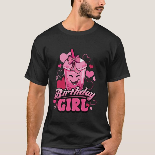 Birthday Girl Coquette Bow Niedlich Boba Bubble Mi T-Shirt (Vorderseite)