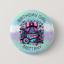 Birthday Girl Cupcake Whimsical Personalisiert Button