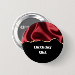 Birthday Girl Dark Red Glam Wavy Satin Abstrakt - Button