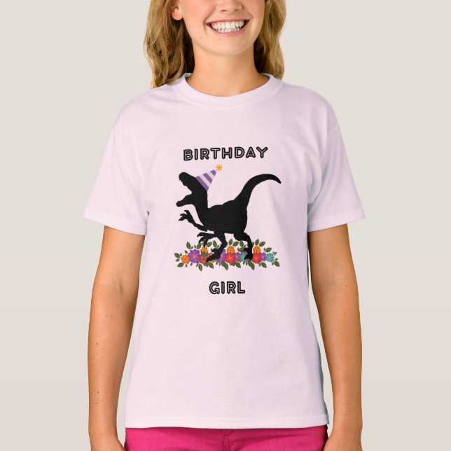 Birthday Girl Dinosaur T-Shirt (Vorderseite)