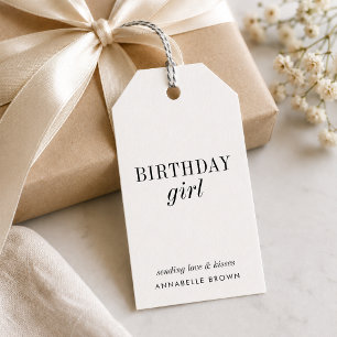 Birthday Girl Einfach Minimalistisch Schwarz/Wei Geschenkanhänger