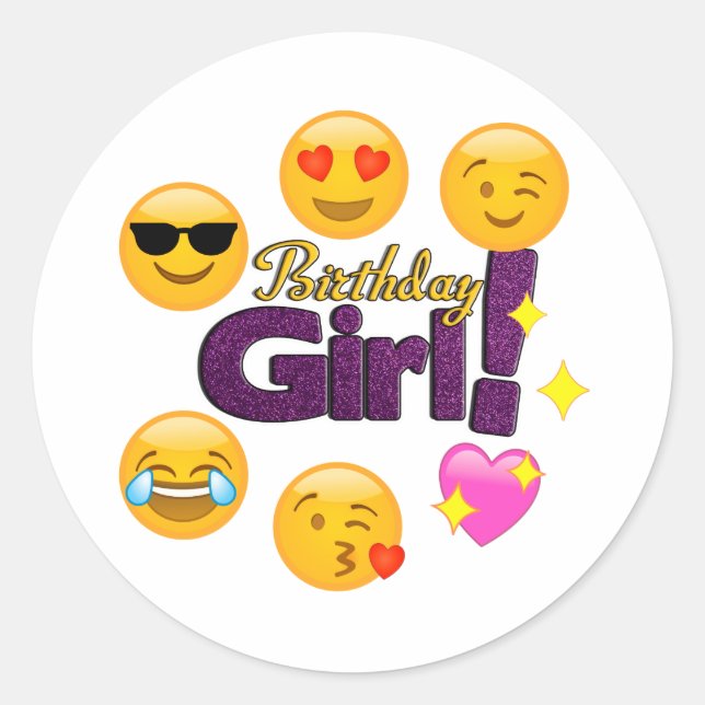 Birthday Girl Emojis Stickers (Vorderseite)