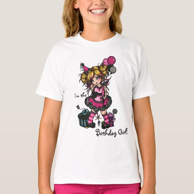 Birthday Girl Fairy Zebra Print Princess Shirt (Vorderseite)