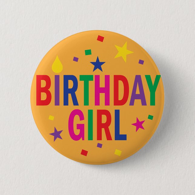 Birthday Girl - farbige Schaltfläche Button (Vorderseite)