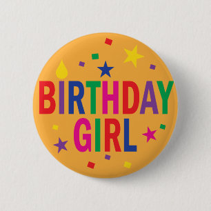 Birthday Girl - farbige Schaltfläche Button