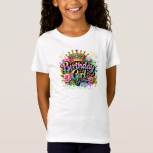 Birthday Girl Glittery Glam Retro Typografie T-Shirt