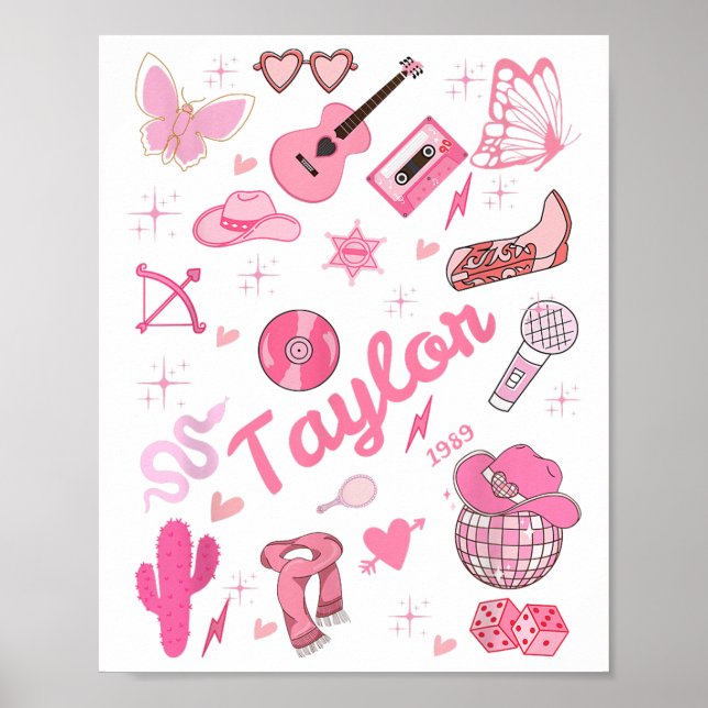 Birthday Girl Groovy Taylor Vorname Personalize Poster (Vorne)