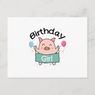 Birthday Girl Happy Pig Lover Postkarte