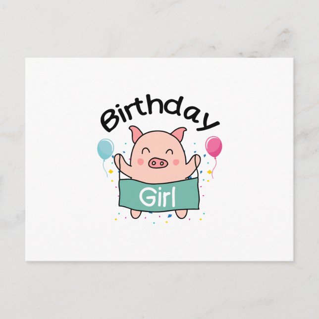Birthday Girl Happy Pig Lover Postkarte (Vorderseite)