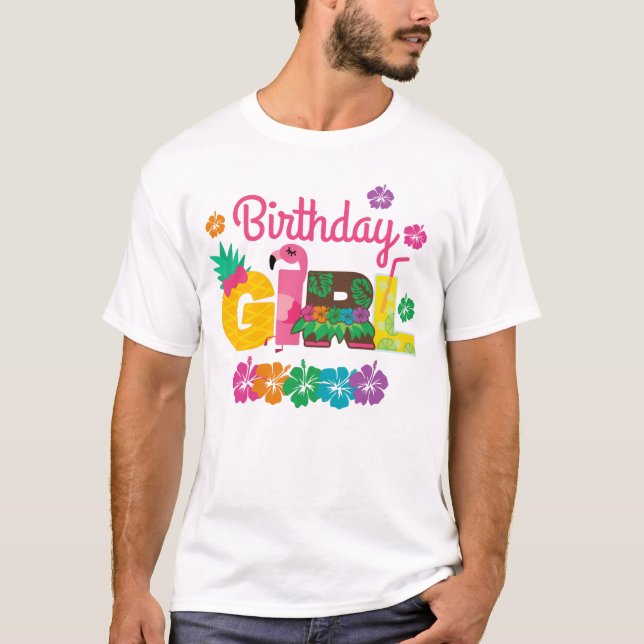 Birthday Girl Hawaiian Luau Summer T-Shirt (Vorderseite)