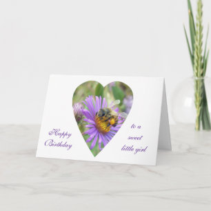Birthday Girl Honeybee on Fall Asters Herz Karte