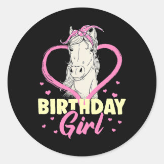 Birthday Girl Horse Girl Birthday Reiten Runder Aufkleber