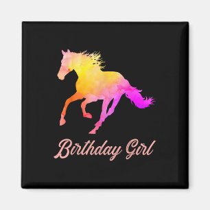 Birthday Girl Horse Lovers Watercolor Ri Magnet
