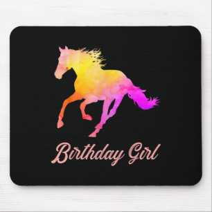 Birthday Girl Horse Lovers Watercolor Ri Mousepad