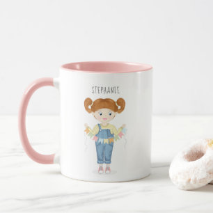 Birthday Girl in Overalls Redhead Tasse