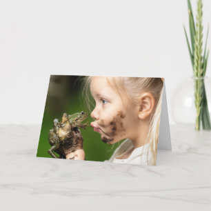 Birthday Girl Kissing a Frog Karte