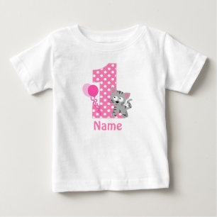 Birthday Girl Kitty Cat Pink Personalisiertes Shir Baby T-shirt