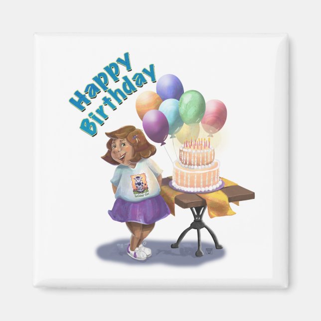 Birthday Girl mit Balloons und Cake Magnet (Vorne)