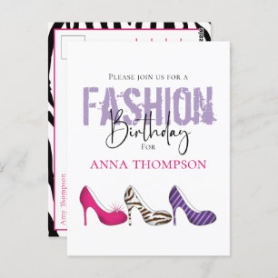 Birthday Girl Modern Fashion Shoes Einladung Postkarte
