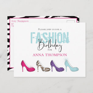 Birthday Girl Modern Fashion Shoes Einladung Postkarte