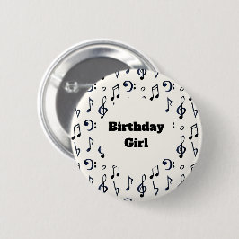 Birthday Girl - Muster für Niedliche musikalische Button