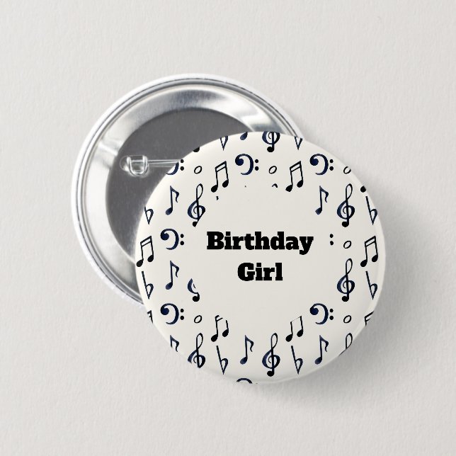 Birthday Girl - Muster für Niedliche musikalische  Button (Vorne & Hinten)