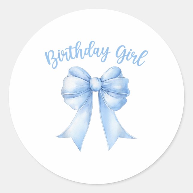 Birthday Girl Niedlich Blue Coquette Bow Y2k Women Runder Aufkleber (Vorderseite)
