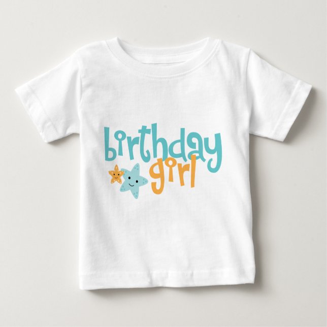 Birthday Girl - Niedlicher Starfish Baby T-shirt (Vorderseite)