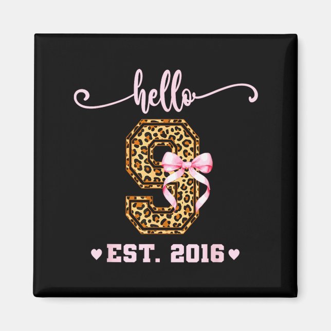 Birthday Girl Nk Coquette Bow Hello 9 Year Old Aes Magnet (Vorne)