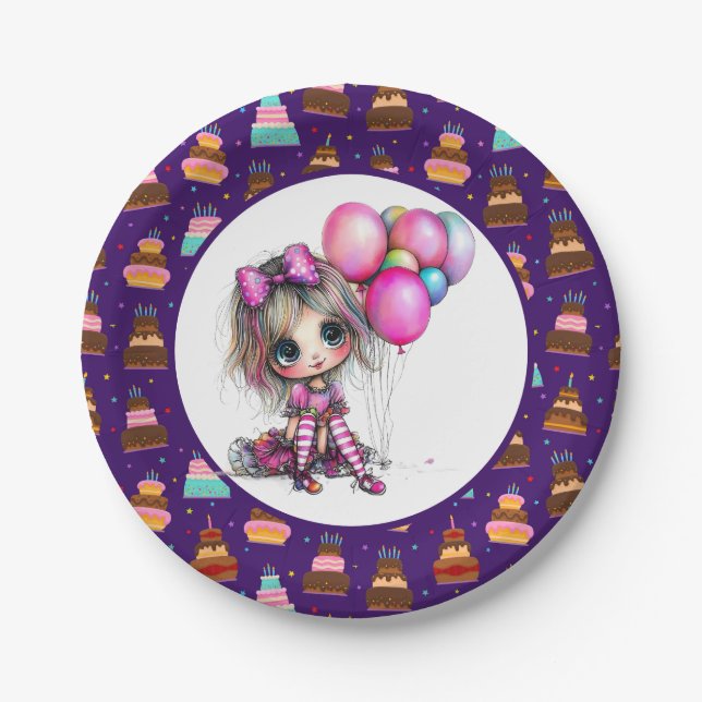 Birthday Girl Pappteller (Vorderseite)